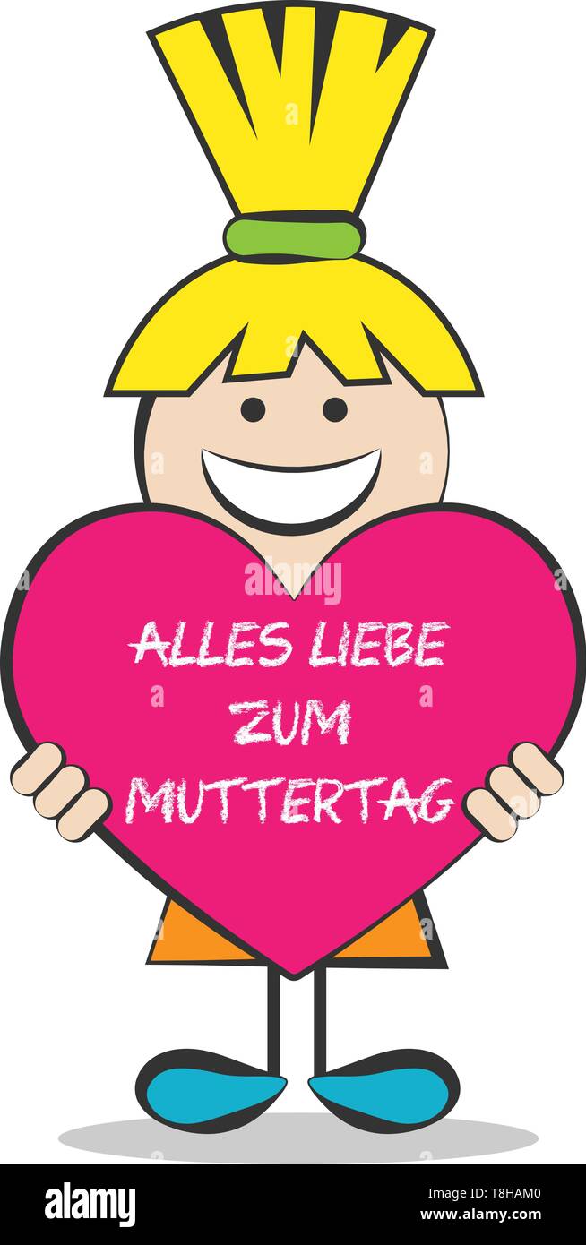 Festa della mamma vettore con un capretto e un cuore Illustrazione Vettoriale