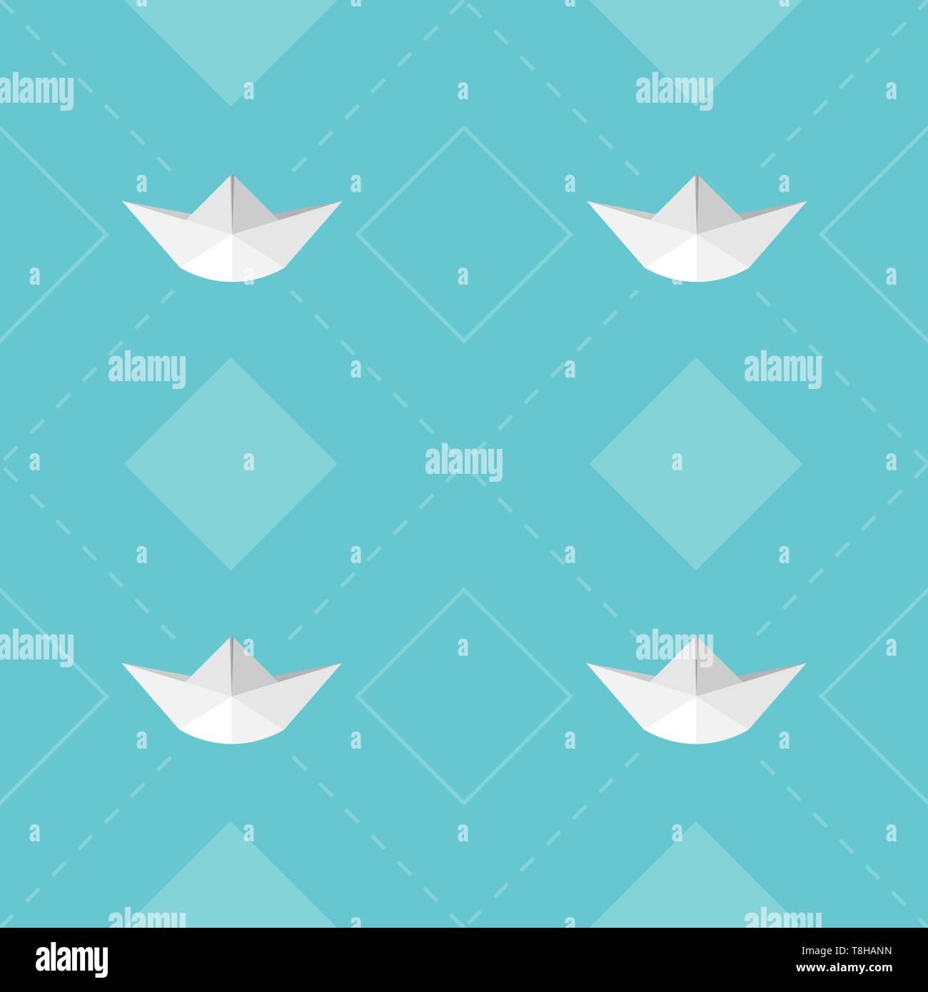 Vettore di seamless pattern barca di carta Illustrazione Vettoriale