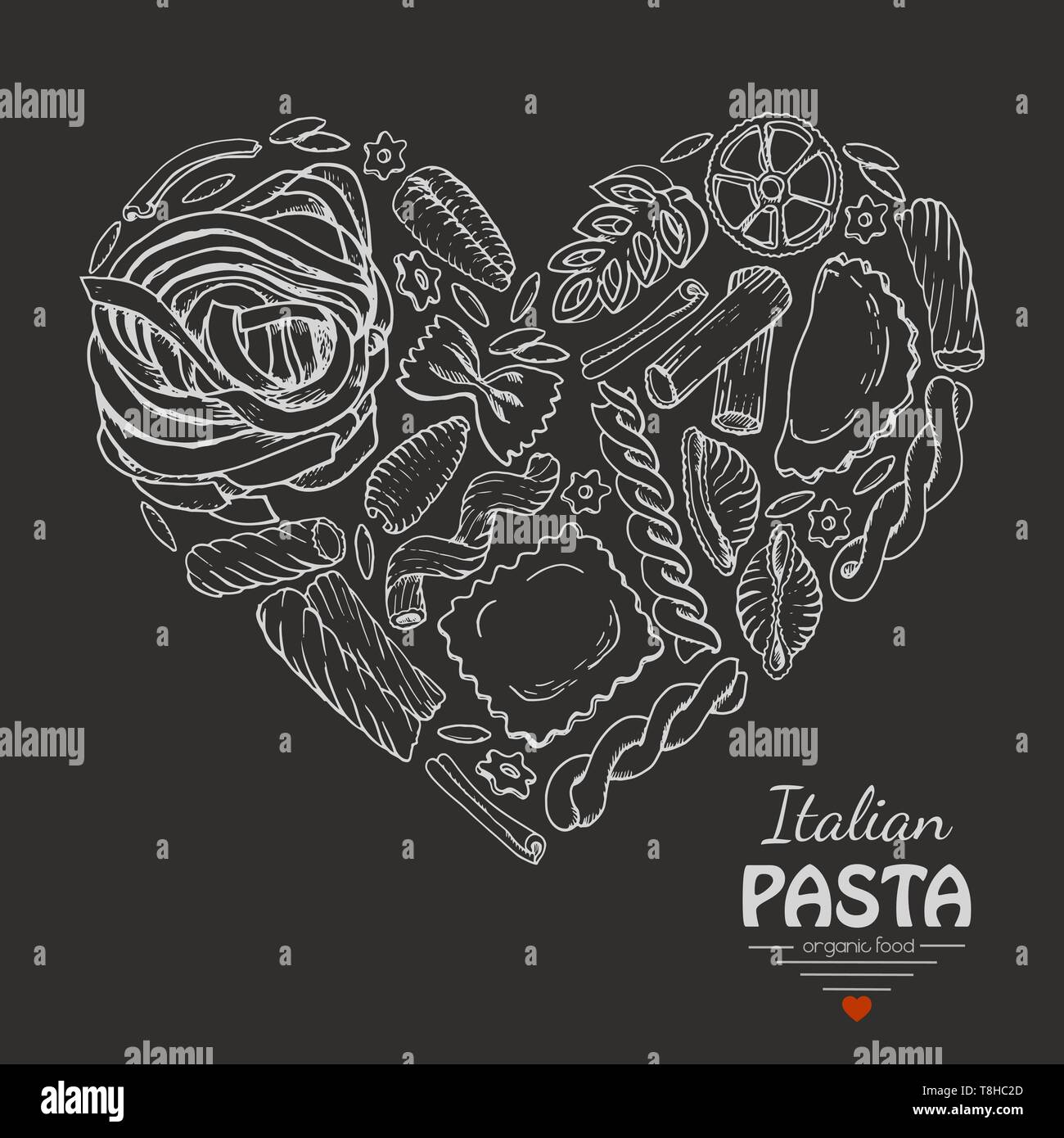 Amo La Figura Della Pasta/spaghetti/cuore Immagine Stock
