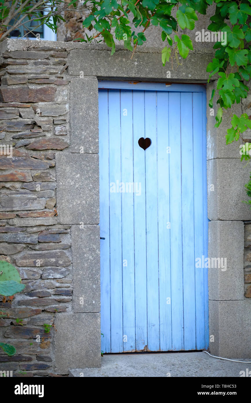 Vintage in legno di colore blu porta wc Foto Stock
