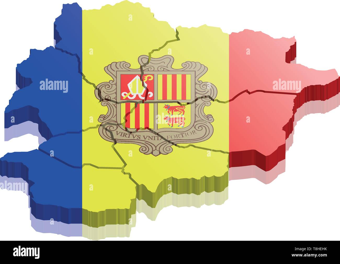 Andorra mappa 3D Illustrazione Vettoriale