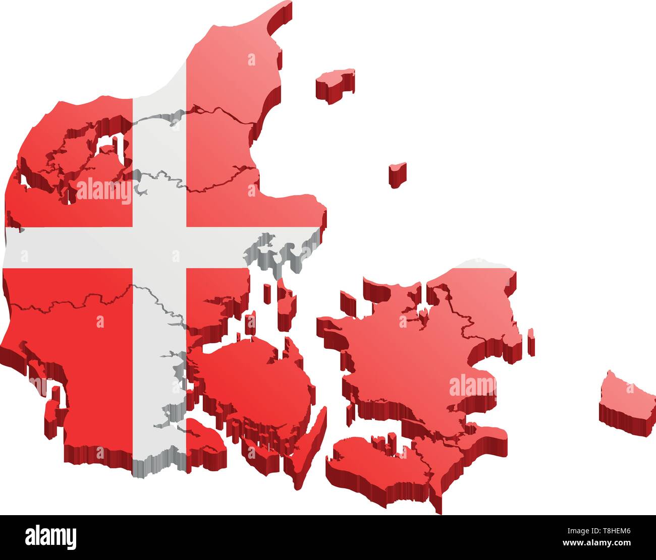 Danimarca mappa 3D Illustrazione Vettoriale