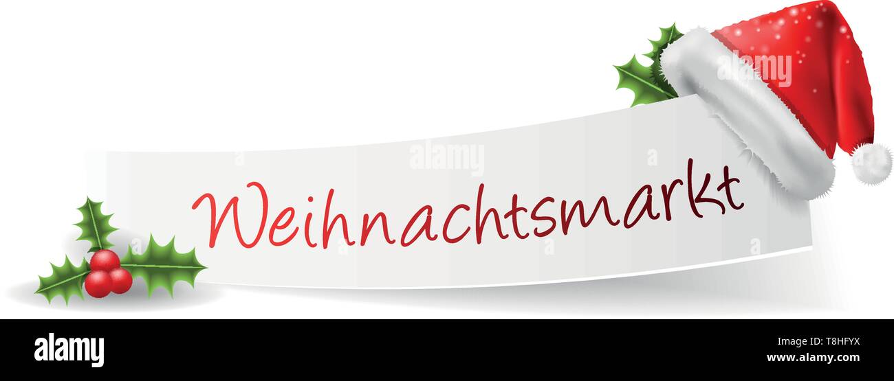 Tedesco carta Weihnachtsmarkt banner con santa cap Illustrazione Vettoriale