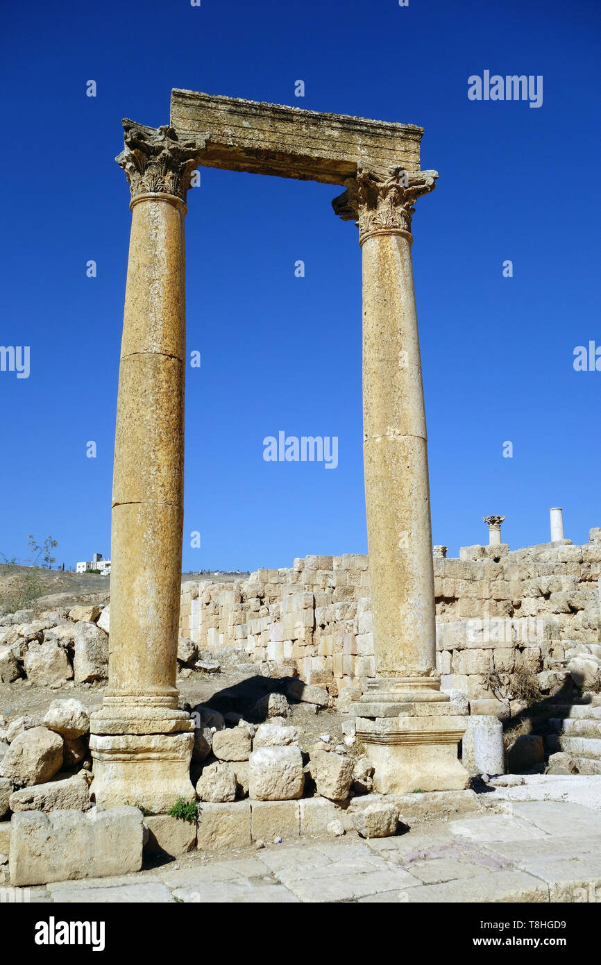 Il Cardo Maximus, Jerash, Giordania, Dzseras, Gerasza Foto Stock