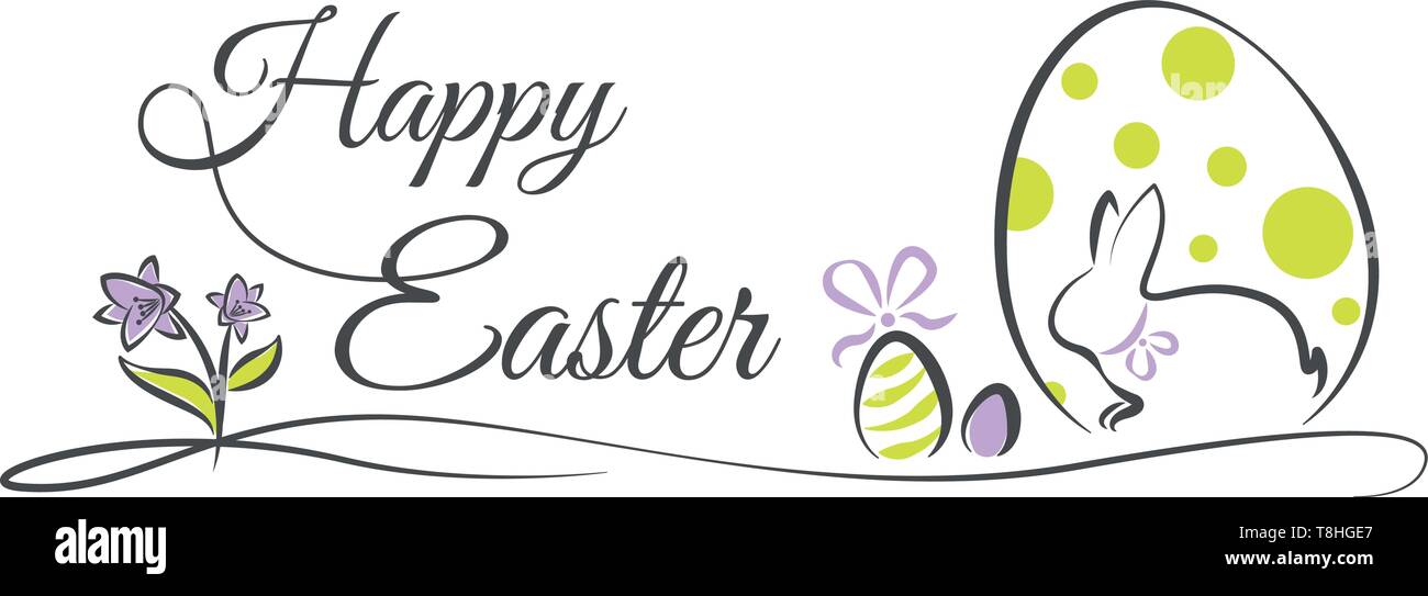 Felice Pasqua banner con uova bunny e fiori Illustrazione Vettoriale