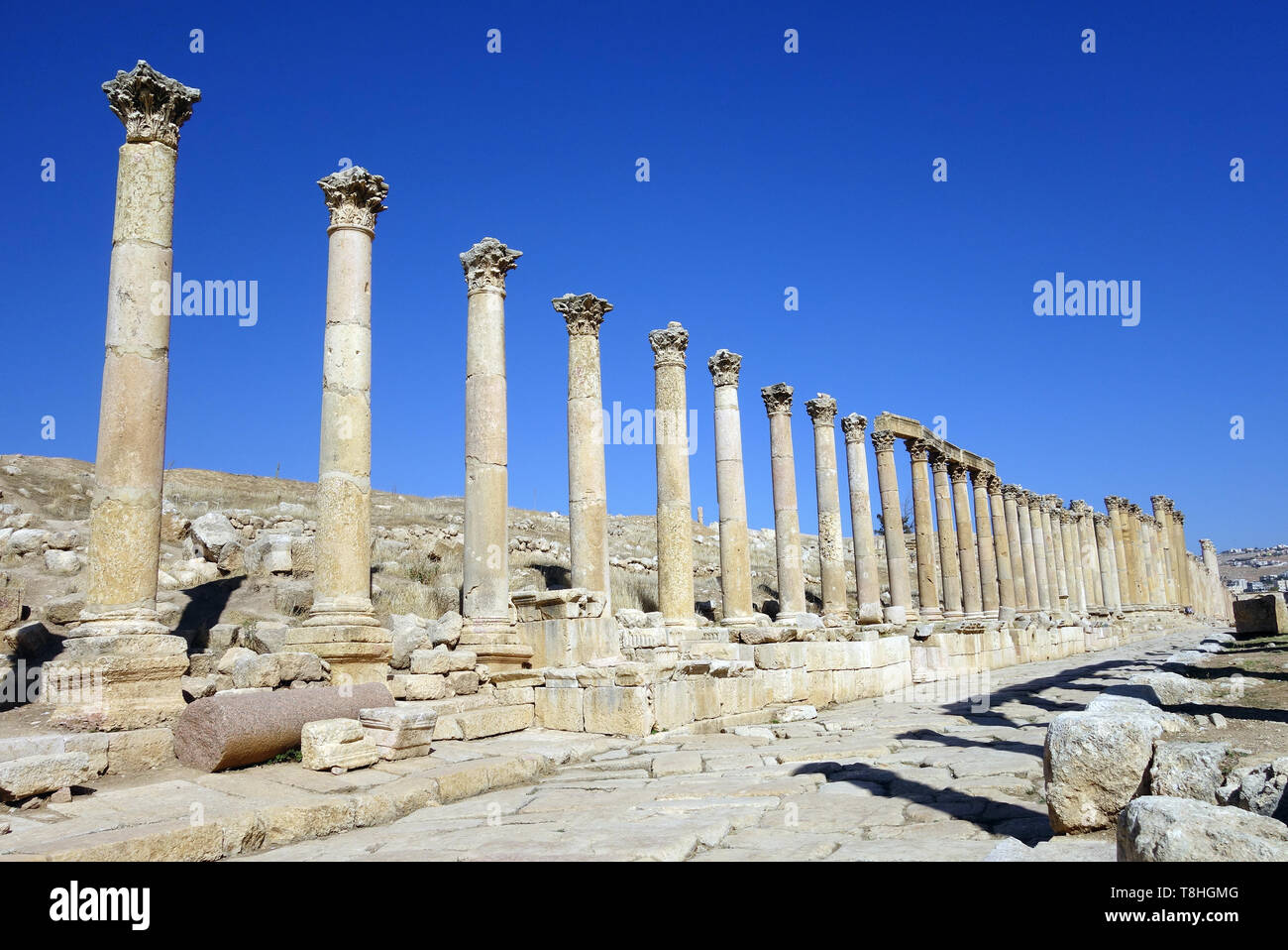 Il Cardo Maximus, Jerash, Giordania, Dzseras, Gerasza Foto Stock