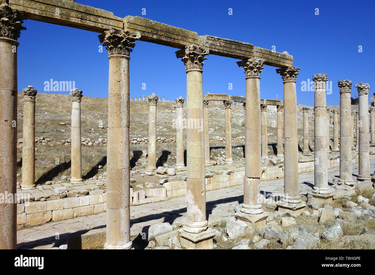 Il Cardo Maximus, Jerash, Giordania, Dzseras, Gerasza Foto Stock