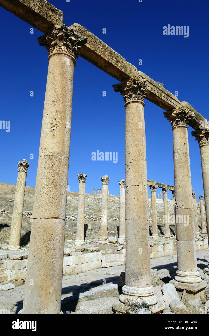 Il Cardo Maximus, Jerash, Giordania, Dzseras, Gerasza Foto Stock