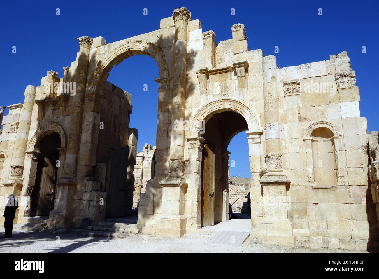 Porta Sud, Jerash, Giordania, Dzseras, Gerasza, Déli kapu Foto Stock