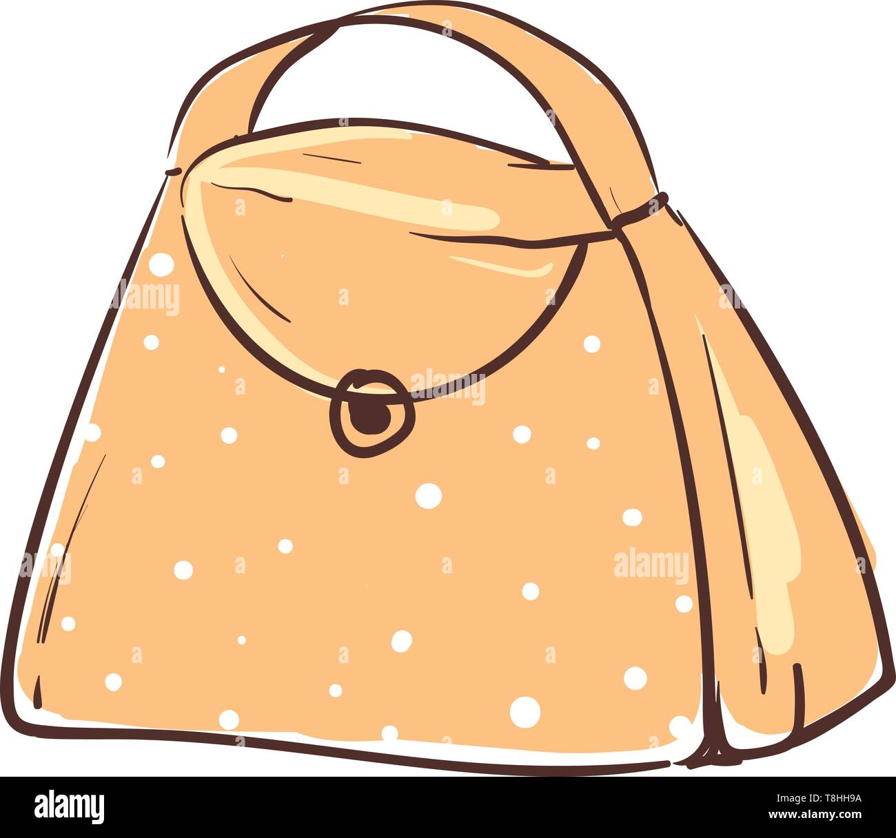 Un sacco di colore arancione con un blocco a scatto e puntini bianchi, il vettore, il colore di disegno o illustrazione. Illustrazione Vettoriale