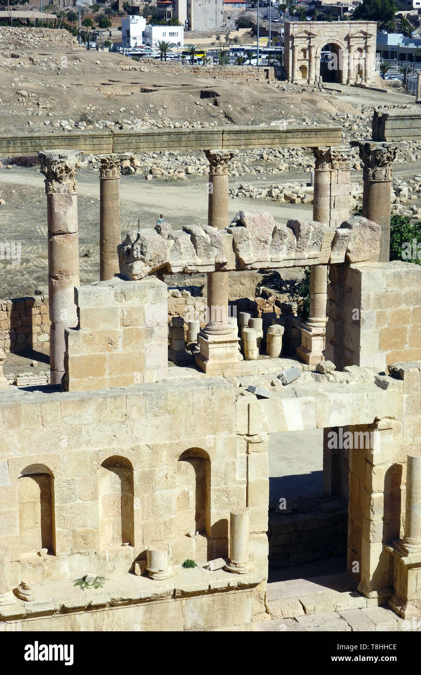 Teatro del nord, Jerash, Giordania, Dzseras, Gerasza, Északi szinház Foto Stock