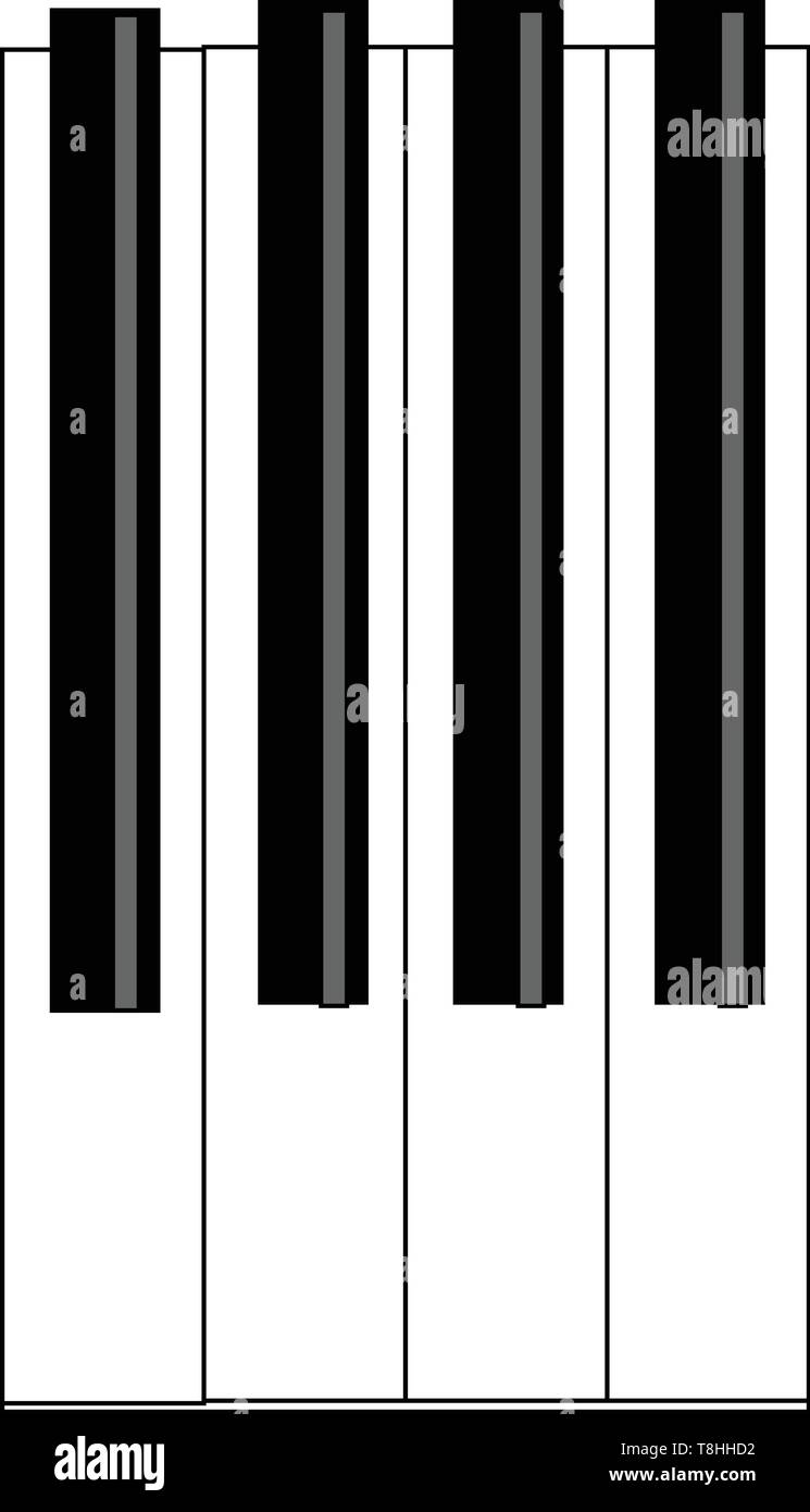 Otto tasti di pianoforte di nero e di bianco varietà, il vettore, il colore di disegno o illustrazione. Illustrazione Vettoriale
