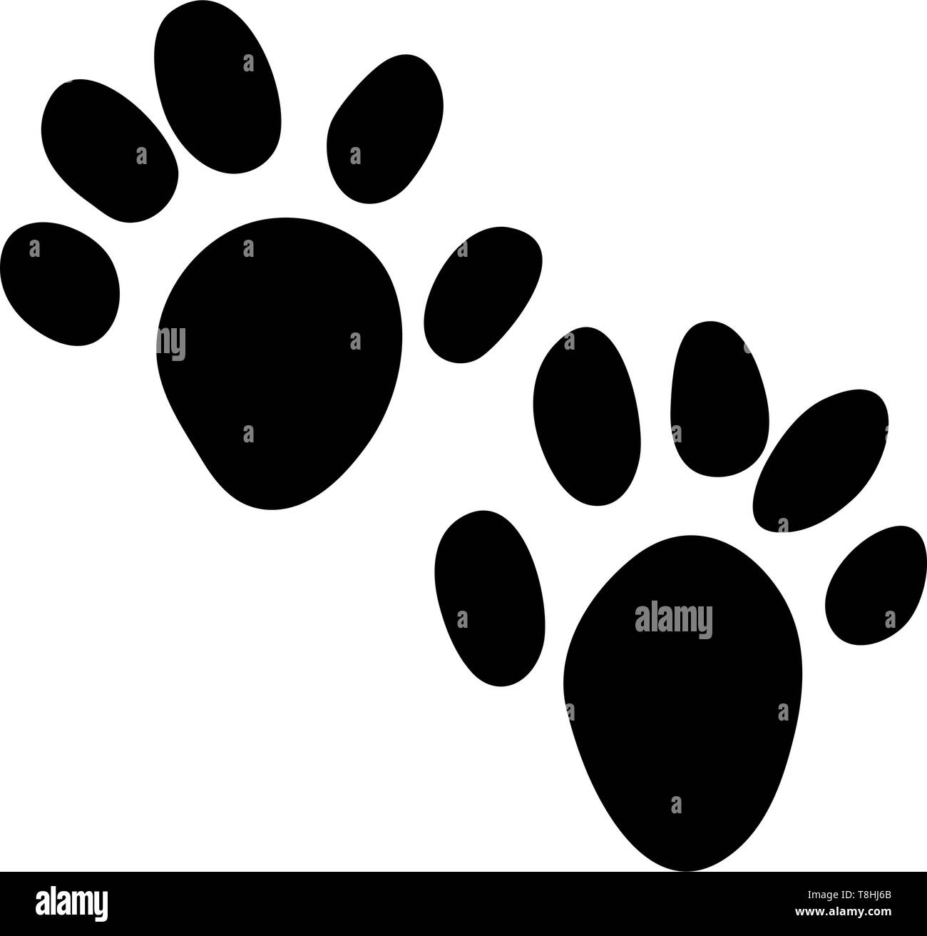 Otter Footprint. Silhouette nera Design. Illustrazione Vettoriale. Illustrazione Vettoriale