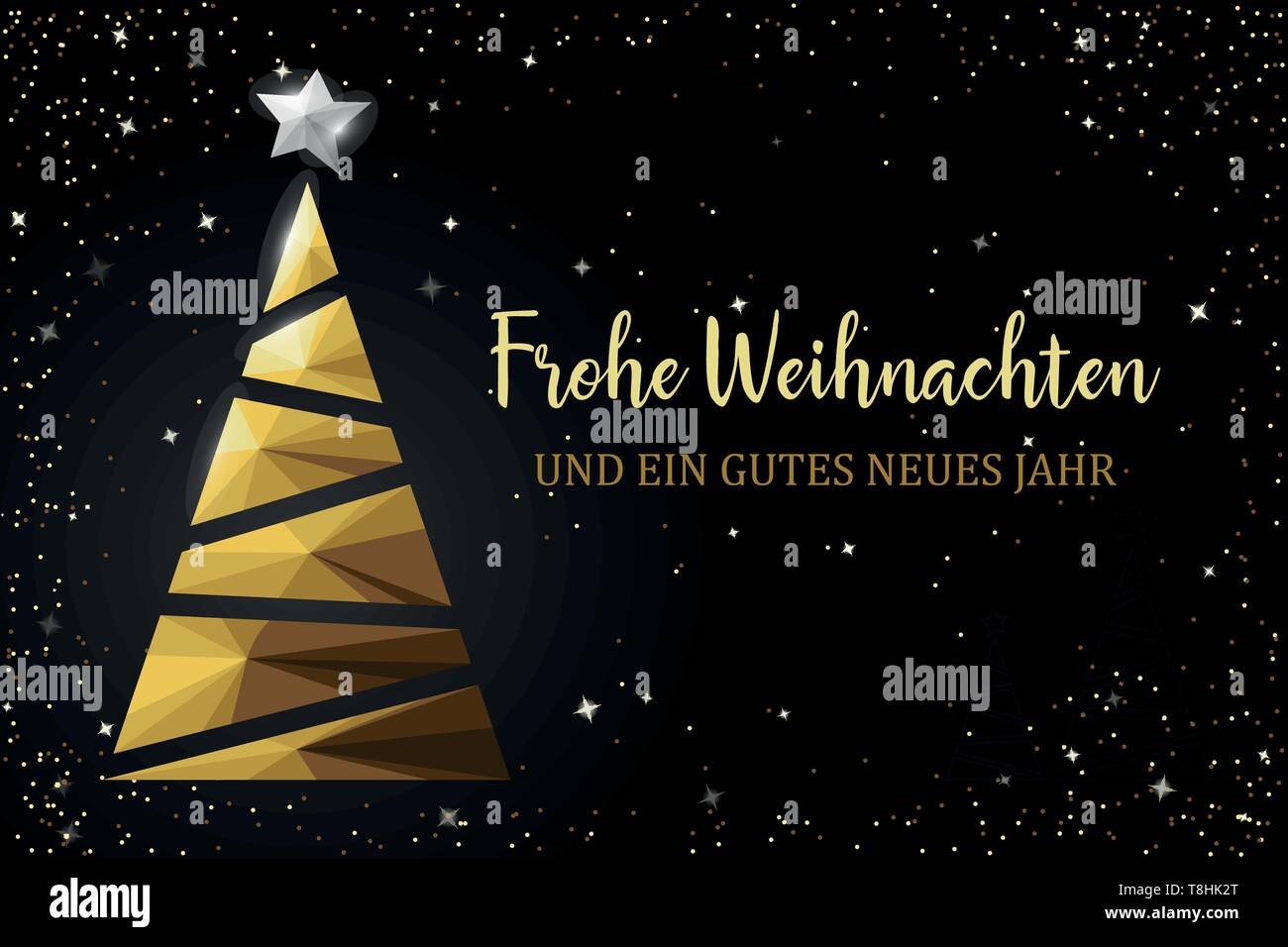 Albero di natale dorato scheda poligono Illustrazione Vettoriale