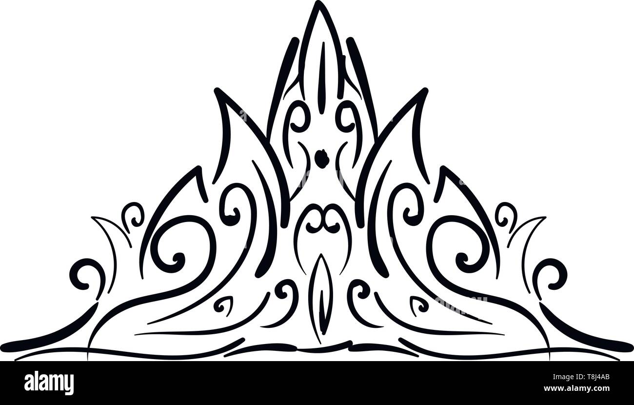 Una corona decorativa in colore nero che è molto pulito , il vettore, il colore di disegno o illustrazione. Illustrazione Vettoriale