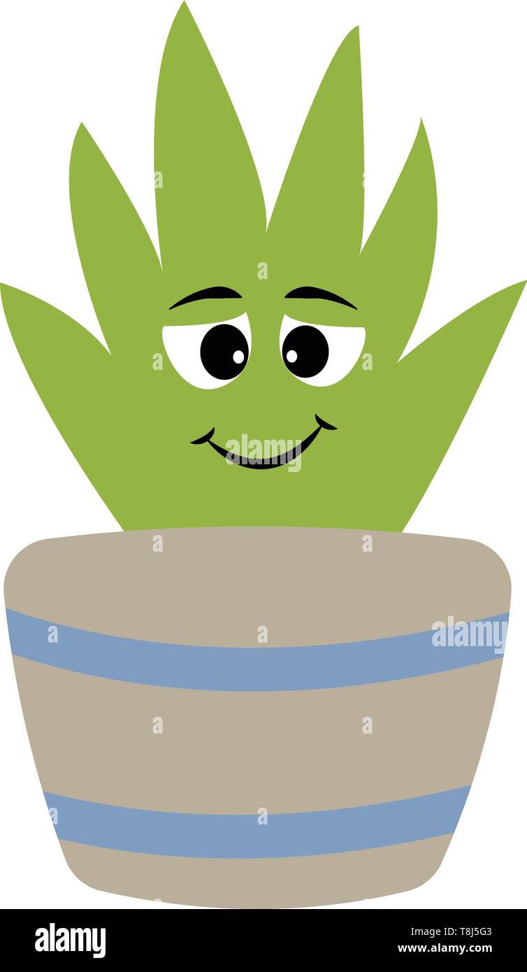 Un simpatico home pianta in un vaso che è progettato , il vettore, il colore di disegno o illustrazione. Illustrazione Vettoriale