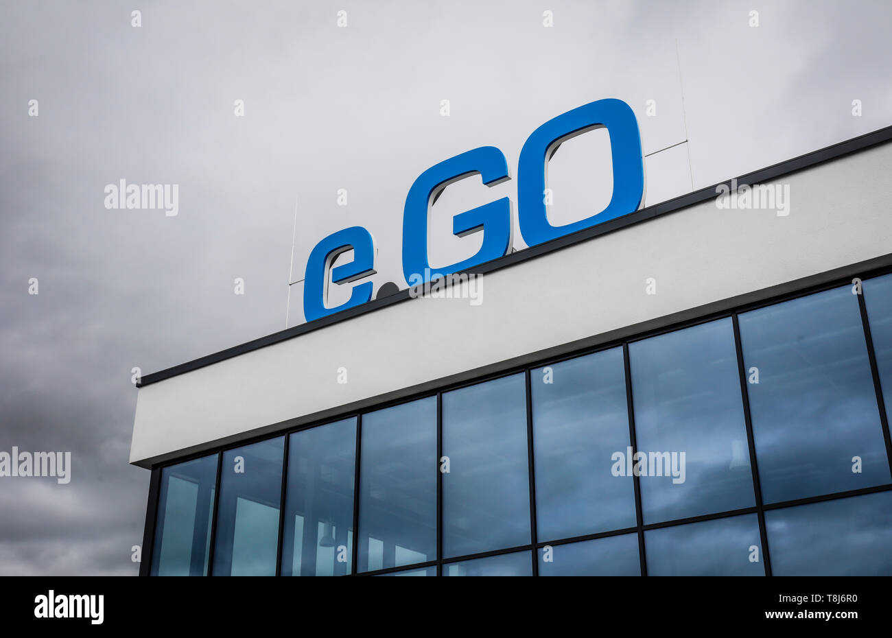 Aachen, Renania settentrionale-Vestfalia, Germania - E.GO Mobile AG offre la prima e.go la vita di auto elettriche da Aachen impianto di assemblaggio. Aachen, Nordrhein- Foto Stock