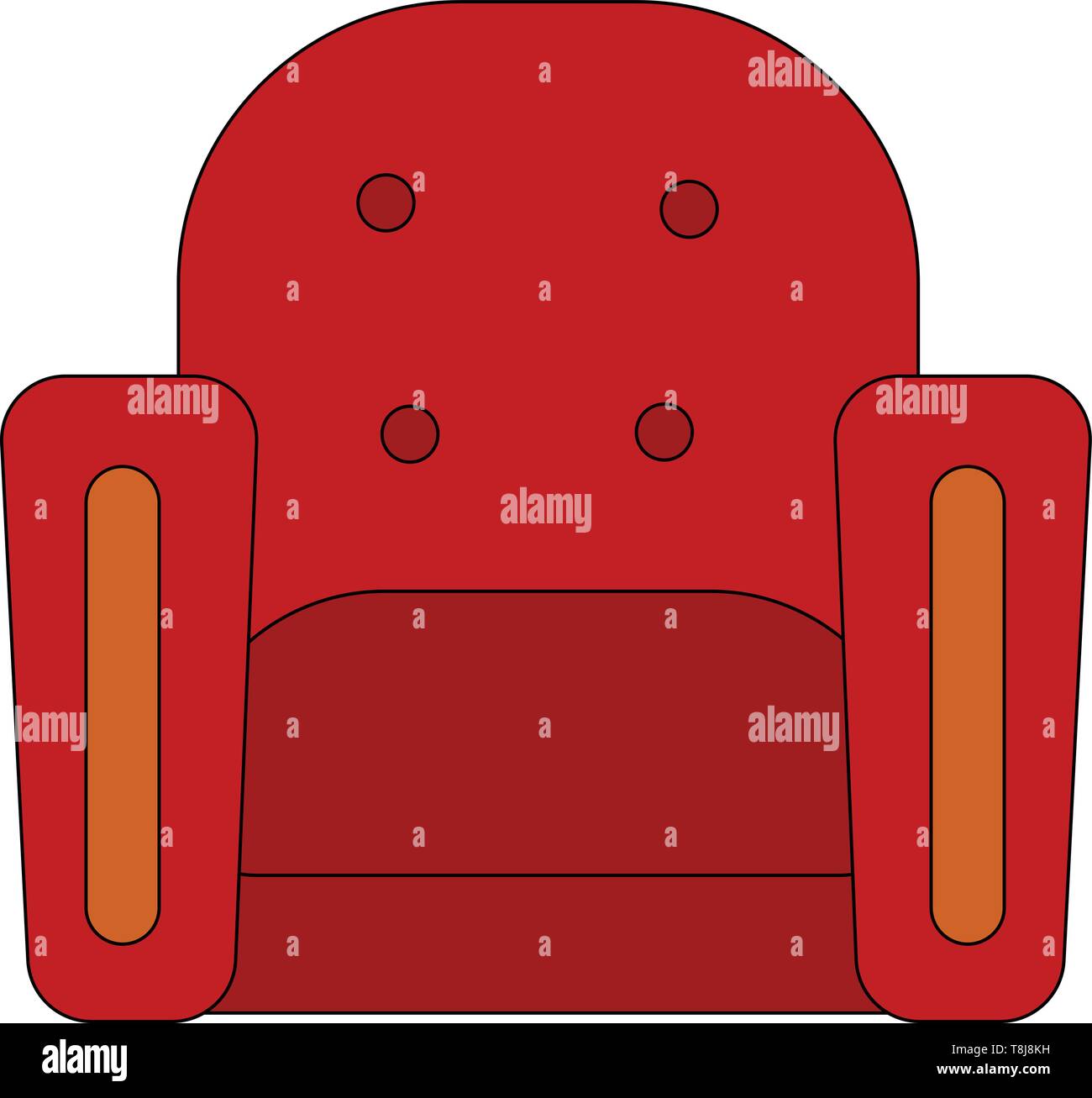 Una monoposto di poltrona rossa in cotone con materiale di riempimento e imbottitura morbida, migliora il comfort dei clienti e permette di rilassarsi in luxur Illustrazione Vettoriale