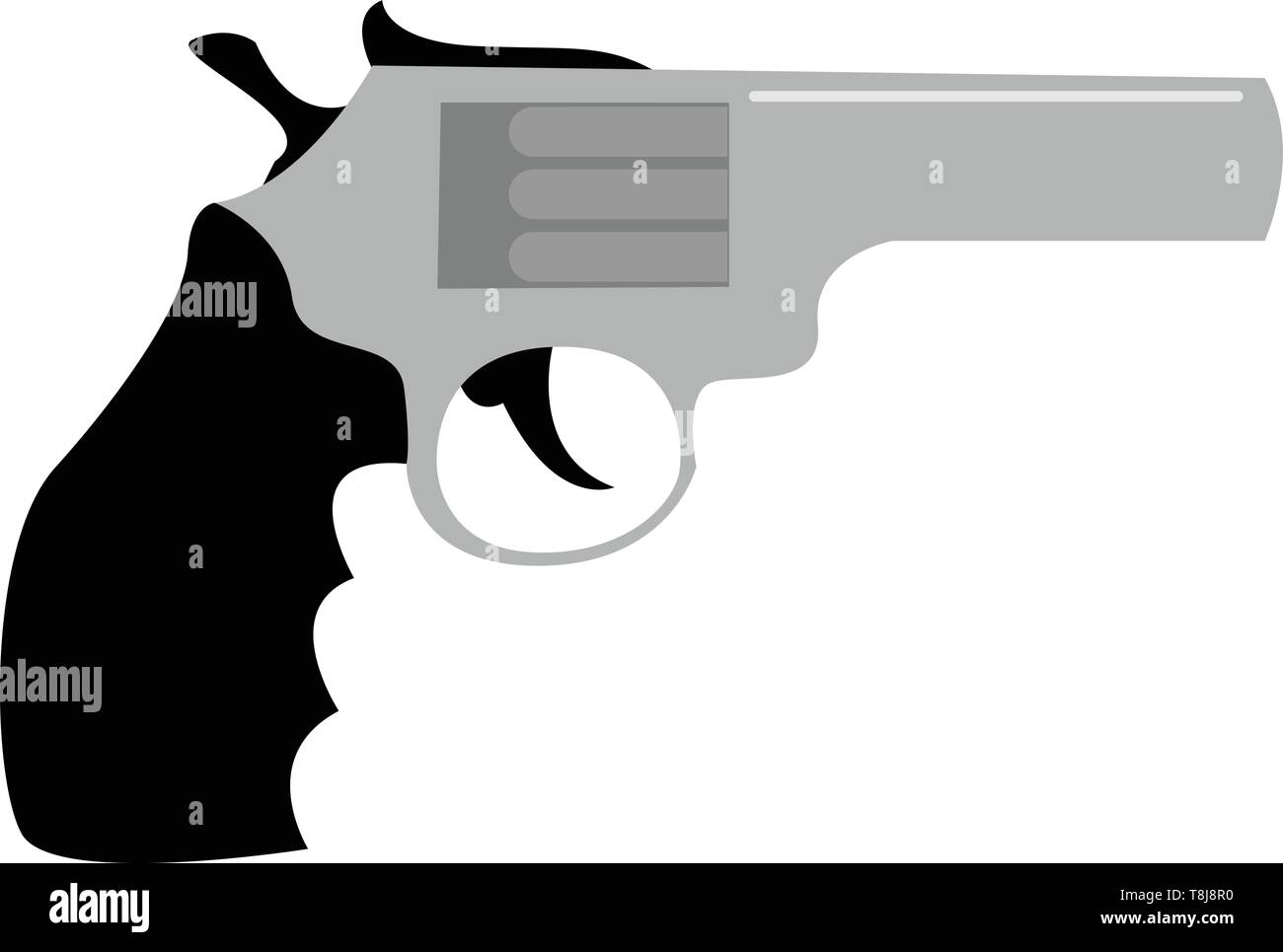 Un revolver in gradiente nero è più piatta e sottile con camere girevole e con la capacità di fuoco diversi colpi senza ricaricare, vettore colo Illustrazione Vettoriale