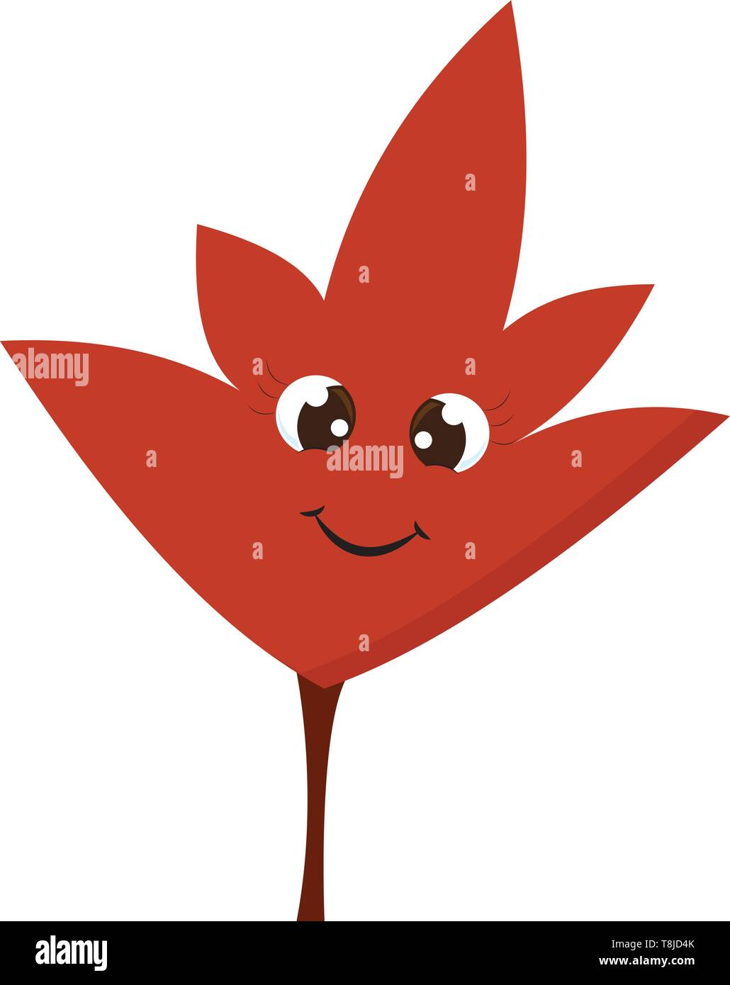 Un po' di color pesca foglia sorridente, guardando molto carino, il vettore, il colore di disegno o illustrazione. Illustrazione Vettoriale