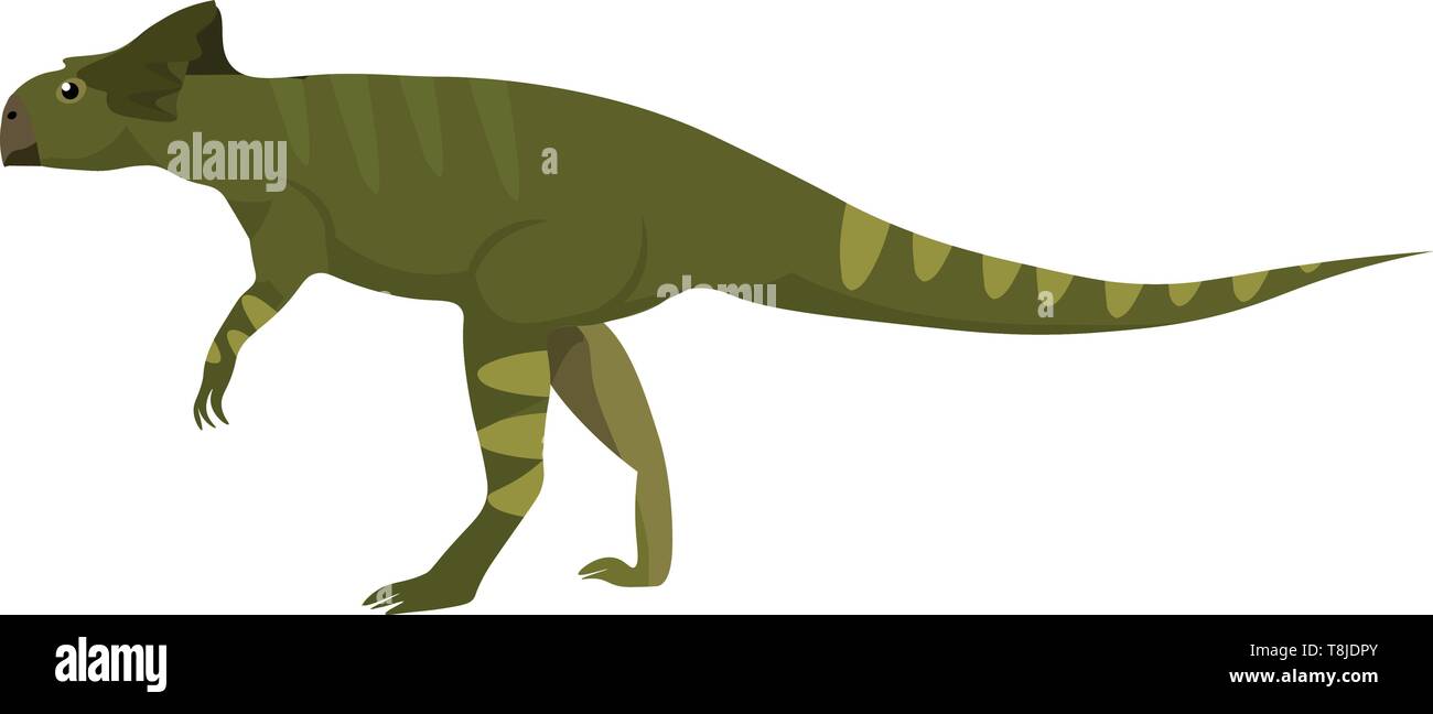 Dinosauro Microceratus, di colore verde con luce verde strisce sulla coda e gambe, il vettore, il colore di disegno o illustrazione. Illustrazione Vettoriale