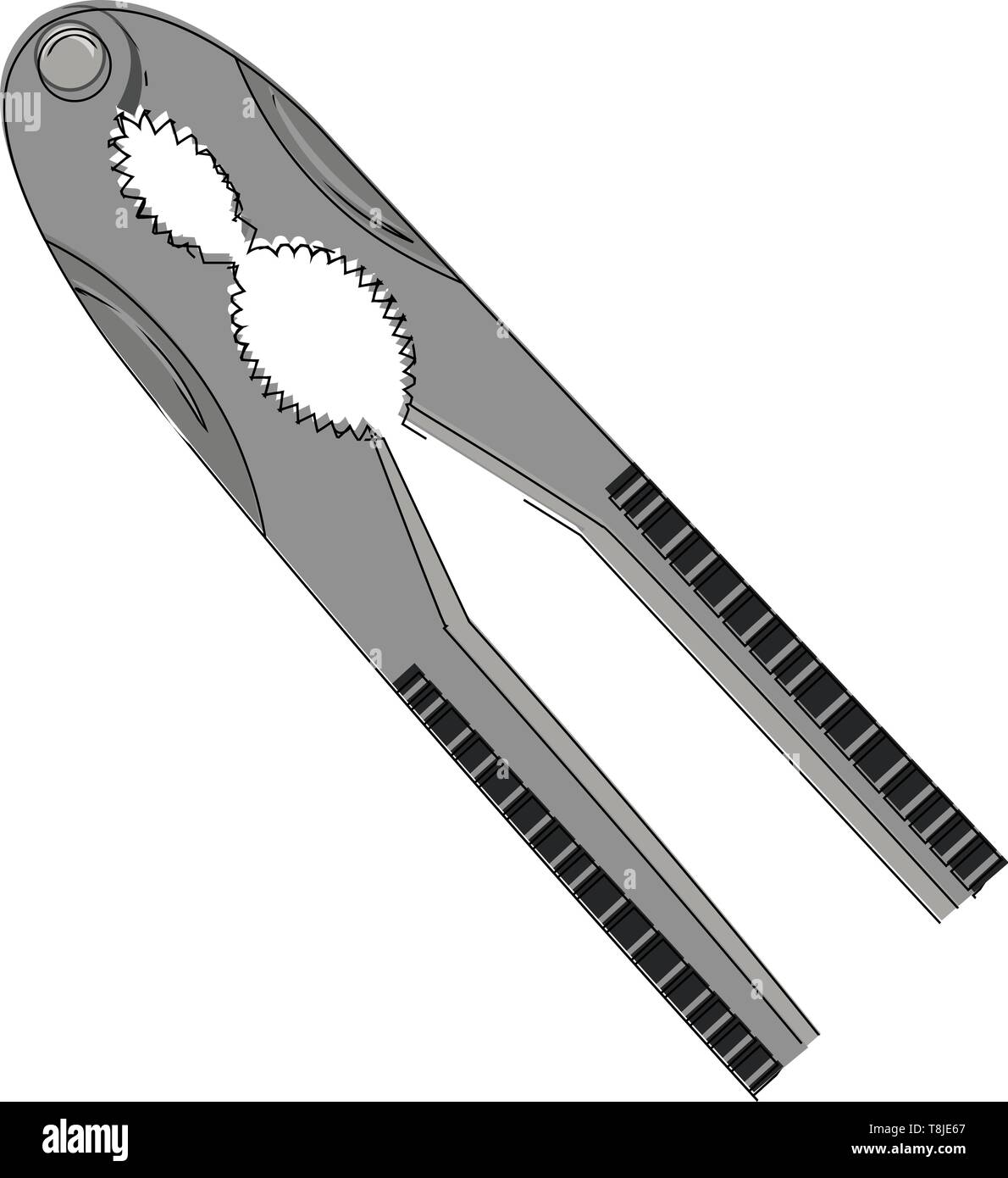 Schiaccianoci in acciaio per rompere grandi e piccoli dadi, il vettore, il colore di disegno o illustrazione. Illustrazione Vettoriale