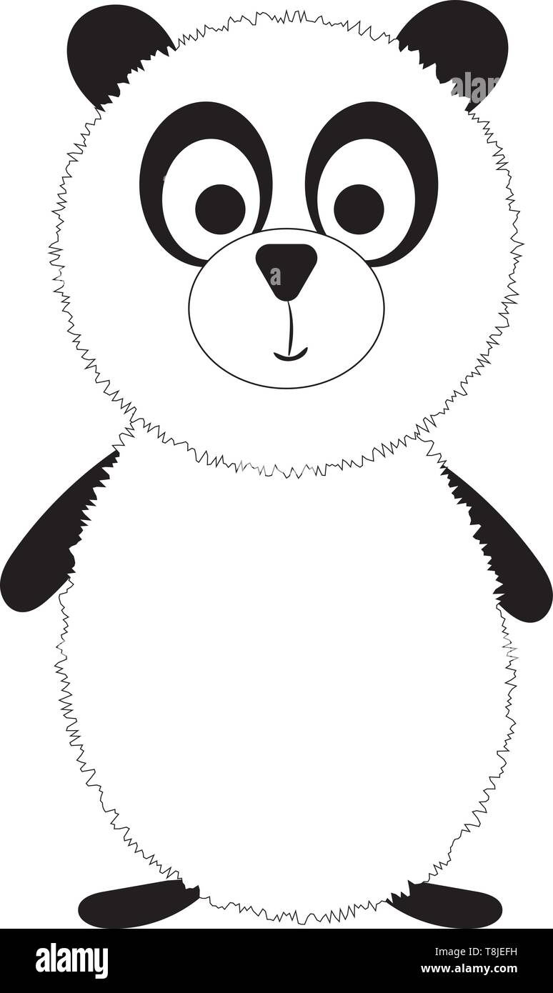Bianco e nero panda con grandi occhi rotondi, il vettore, il colore di disegno o illustrazione. Illustrazione Vettoriale