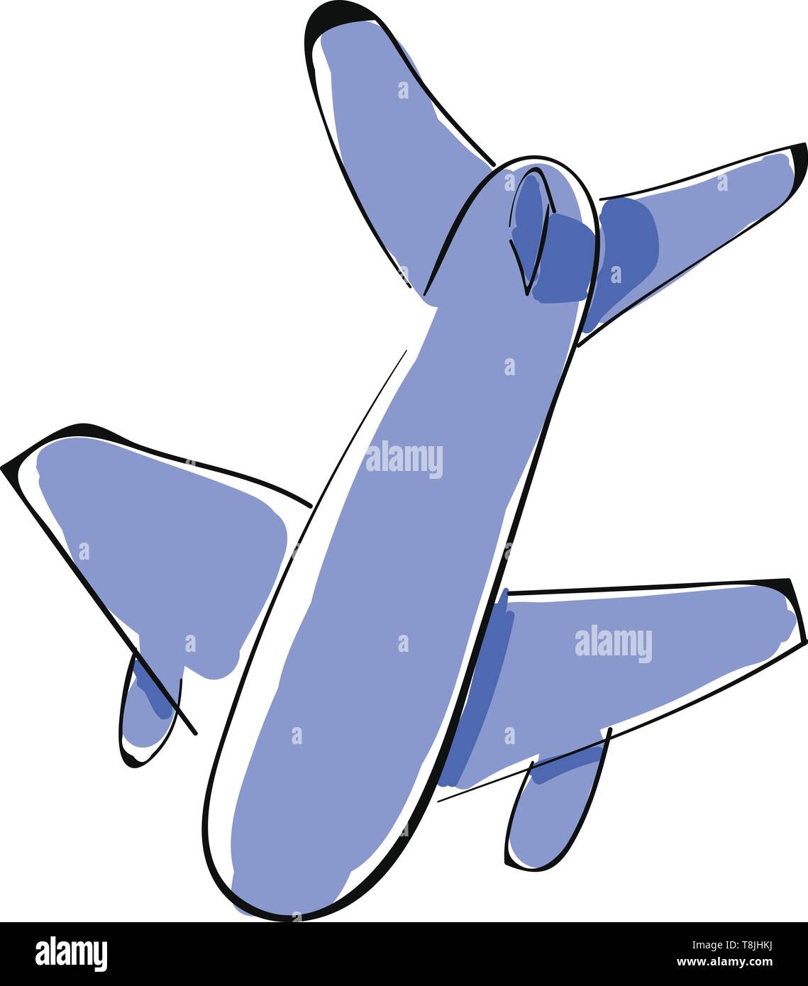 Un piccolo blu aereo per i bambini, con due ali, il vettore, il colore di disegno o illustrazione. Illustrazione Vettoriale