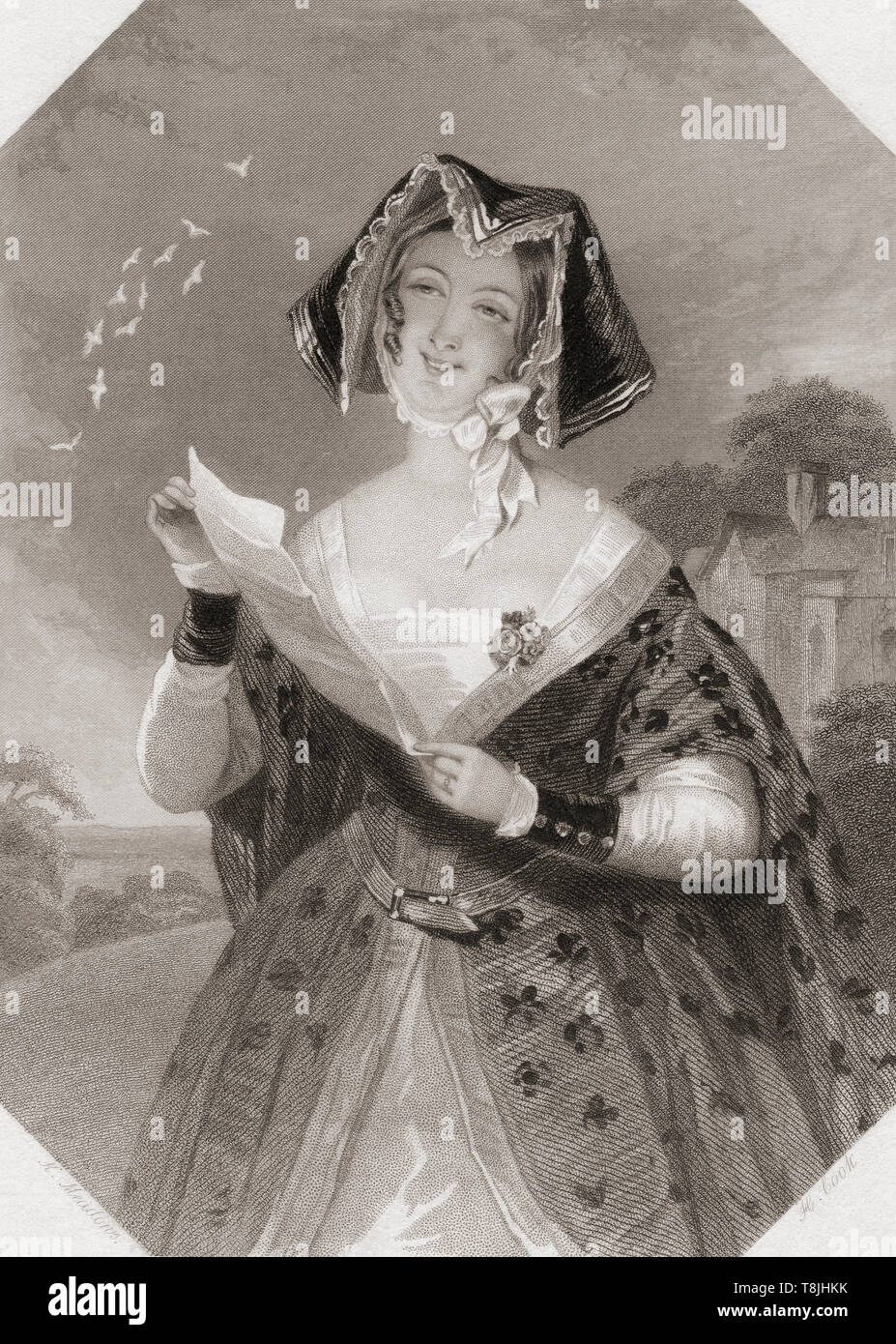 Onorevole Ford. Principal personaggio femminile di Shakespeare Le allegre comari di Windsor. Dalla Galleria di Shakespeare, pubblicato c.1840. Foto Stock