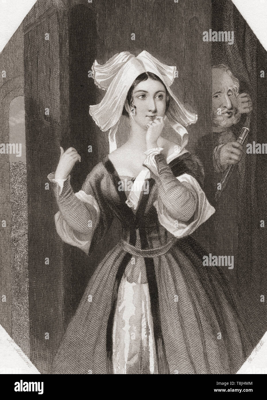 La sig.ra pagina. Principal personaggio femminile di Shakespeare Le allegre comari di Windsor. Dalla Galleria di Shakespeare, pubblicato c.1840. Foto Stock