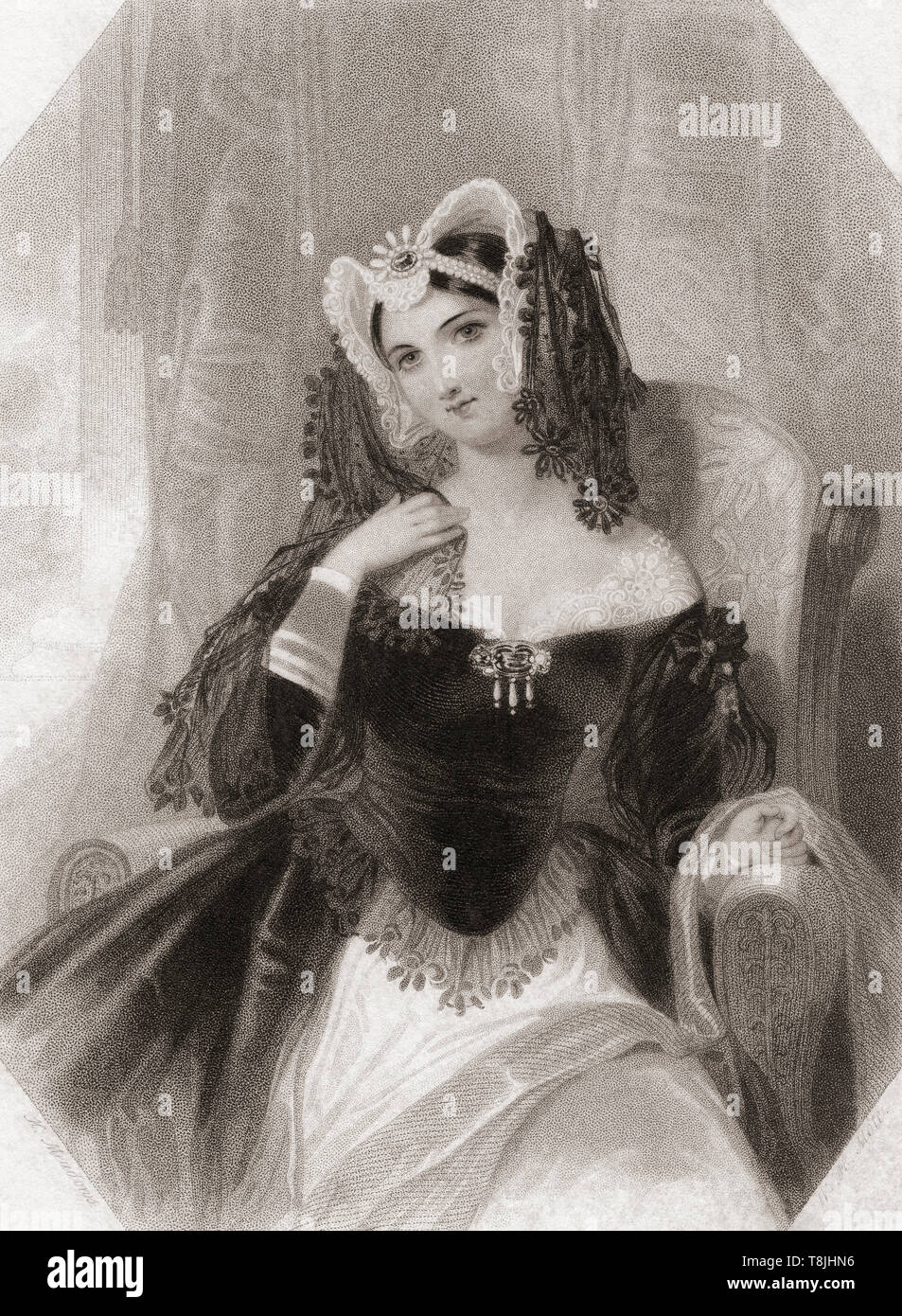 Olivia. Principal personaggio femminile di Shakespeare Twelfth Night. Dalla Galleria di Shakespeare, pubblicato c.1840. Foto Stock