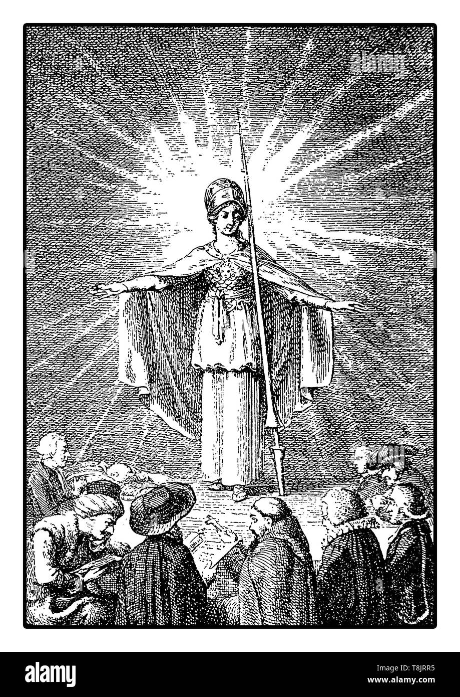 Allegoria della tolleranza per ogni popolo e classe rappresentato dalla dea Minerva da Daniel Chodowiecki, XVIII secolo Foto Stock