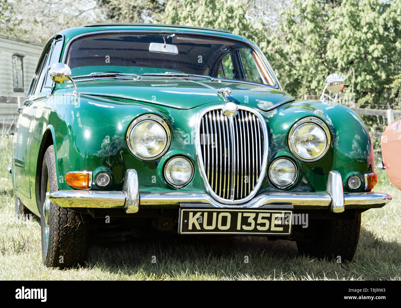 Jaguar S-Type, classic car, verde, 1967 anno, REGNO UNITO Foto Stock