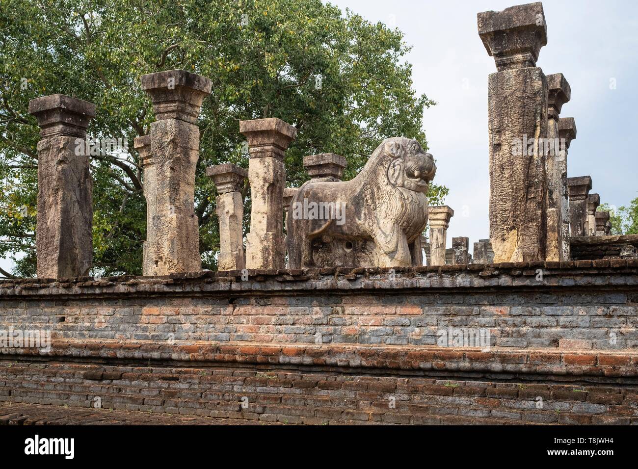 Sri Lanka, Nord provincia centrale, sito archeologico di Polonnaruwa, Sito Patrimonio Mondiale dell'UNESCO, Island Park complesso, consiglio la camera del re Nissanka Malla Foto Stock