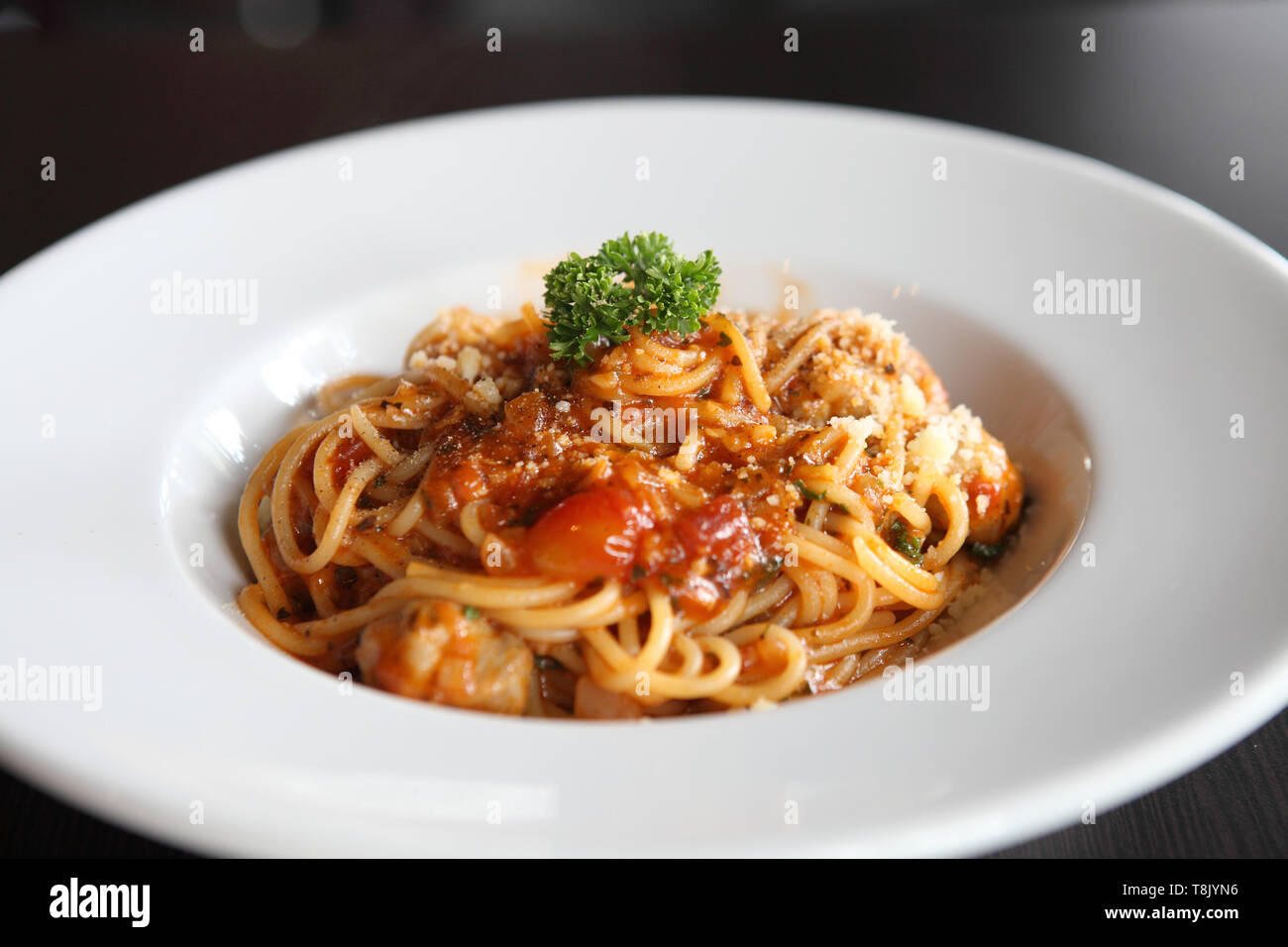 Spaghetti polpette di carne Foto Stock