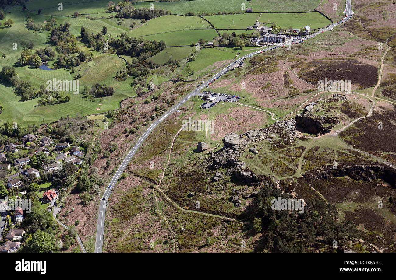 Vista aerea di Ilkley Moor nello Yorkshire Foto Stock