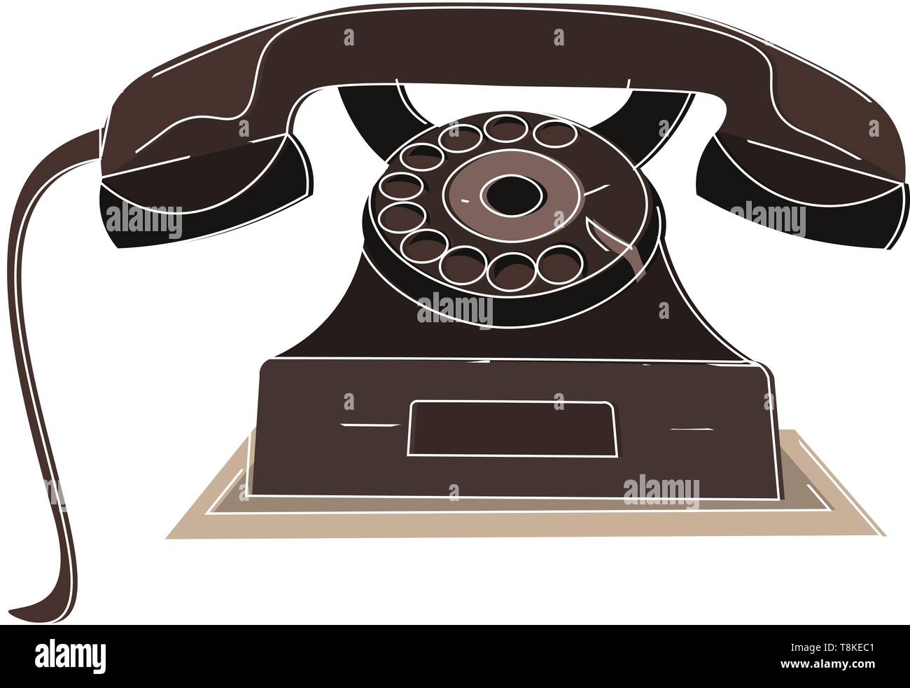 Vecchi giorni manopola marrone telefono di lavoro serve come il pezzo di decorazione per la casa e per una completa rete fissa per comunicare con la persona amata Illustrazione Vettoriale