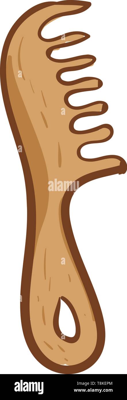 La verniciatura del legno di un pettine capelli con spaziose e fitte setole adatte per la pettinatura di qualsiasi tipo di capelli, a breve, medio, lungo, sottile, spessa, ricci, e st Illustrazione Vettoriale