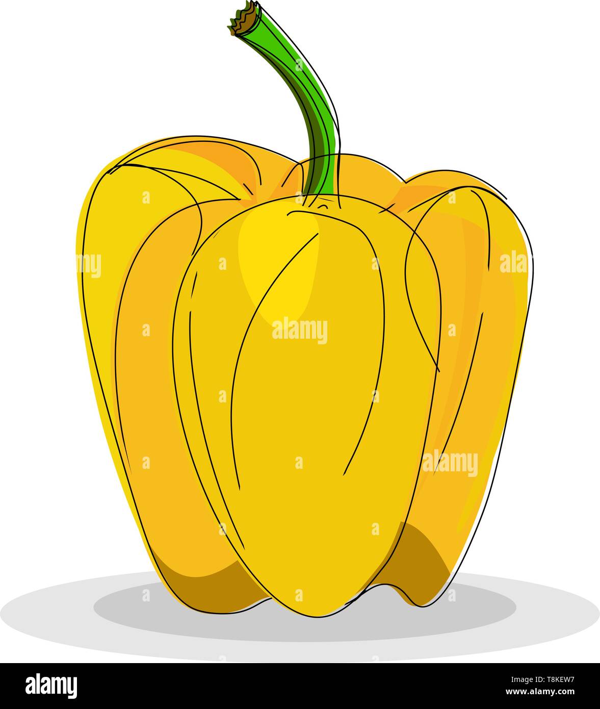 Clipart delle medie di peperone giallo con un corto peduncolo verde che Spice up il piatto e ricette quando aggiunto, il vettore, il colore di disegno o illust Illustrazione Vettoriale