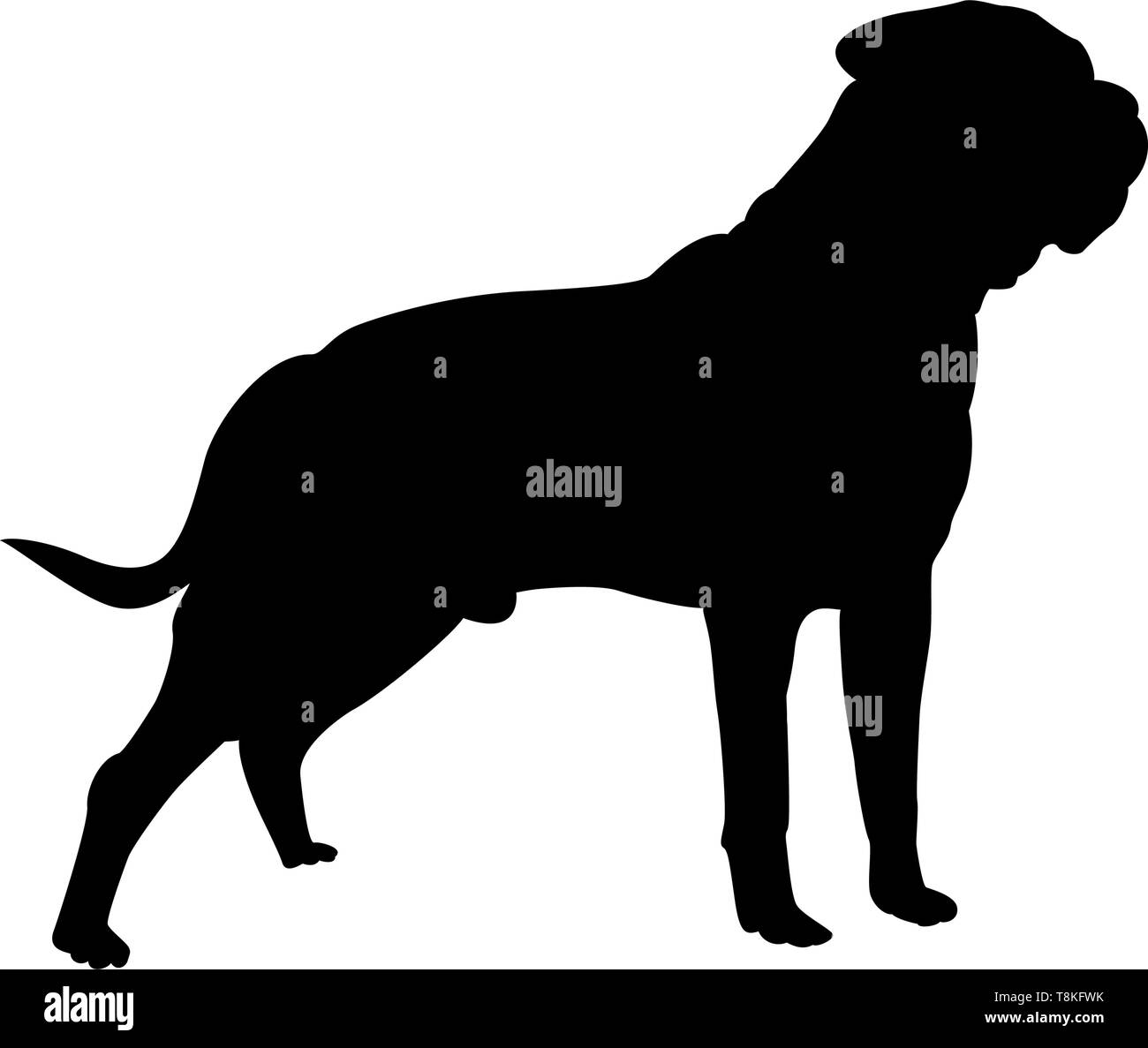 Bullmastiff cane Silhouette. Rifinisci vettore illustrazione. Illustrazione Vettoriale