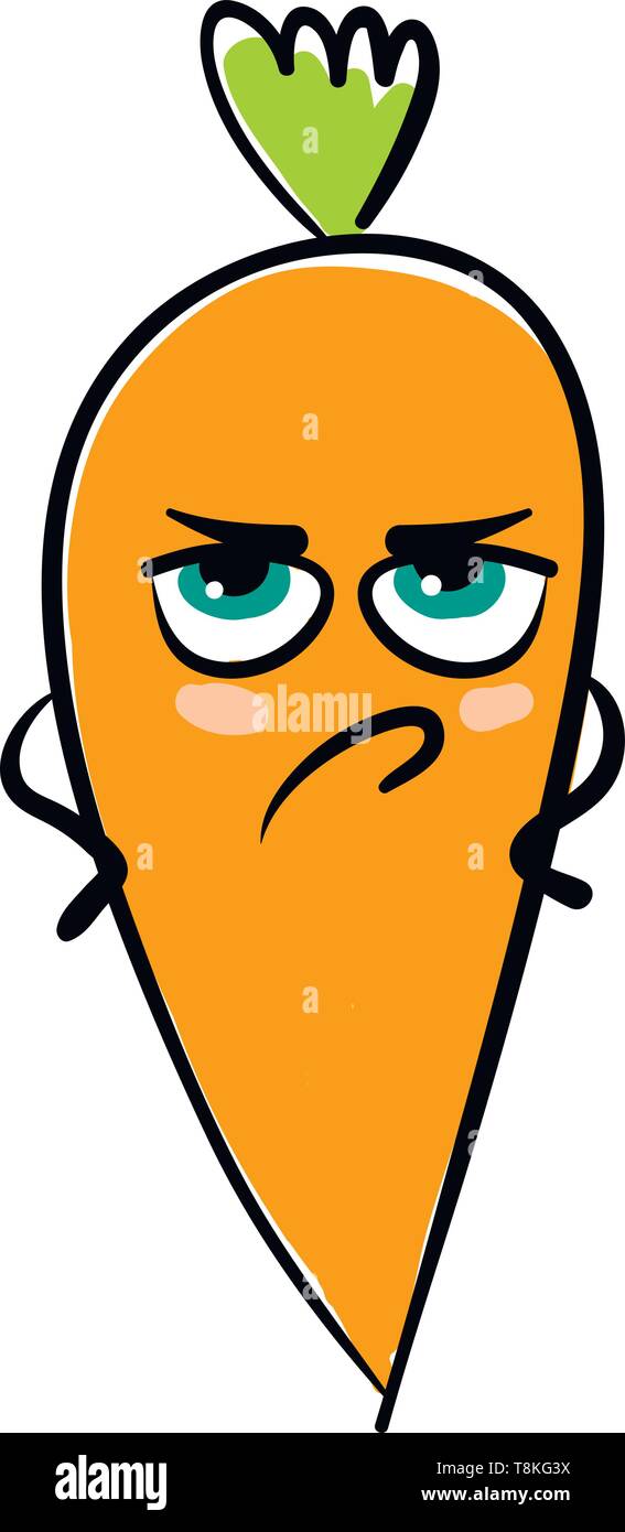 Una carota è un vegetale. È arancione radice commestibili e foglie verdi sulla sua sommità., il vettore, il colore di disegno o illustrazione. Illustrazione Vettoriale