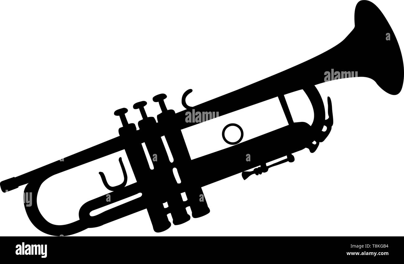 La tromba del vento Lo strumento musicale di Silhouette. Liscio e chiaro. Illustrazione Vettoriale. Illustrazione Vettoriale