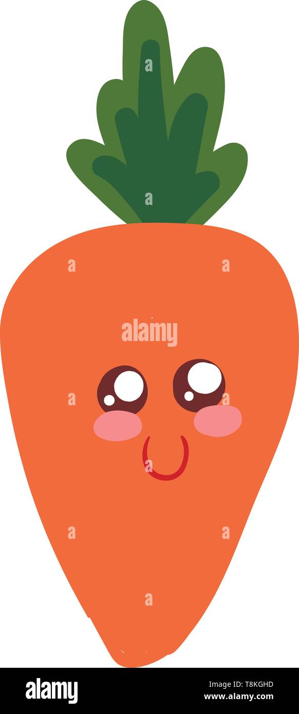 Una carota è un vegetale. È arancione radice commestibili e foglie verdi sulla sua sommità., il vettore, il colore di disegno o illustrazione. Illustrazione Vettoriale