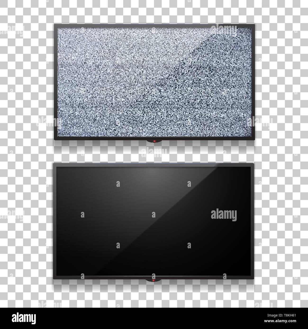 Realistico lcd flat tv set di vettore. Off TV con vuoto nella schermata nera. Illustrazione Vettoriale