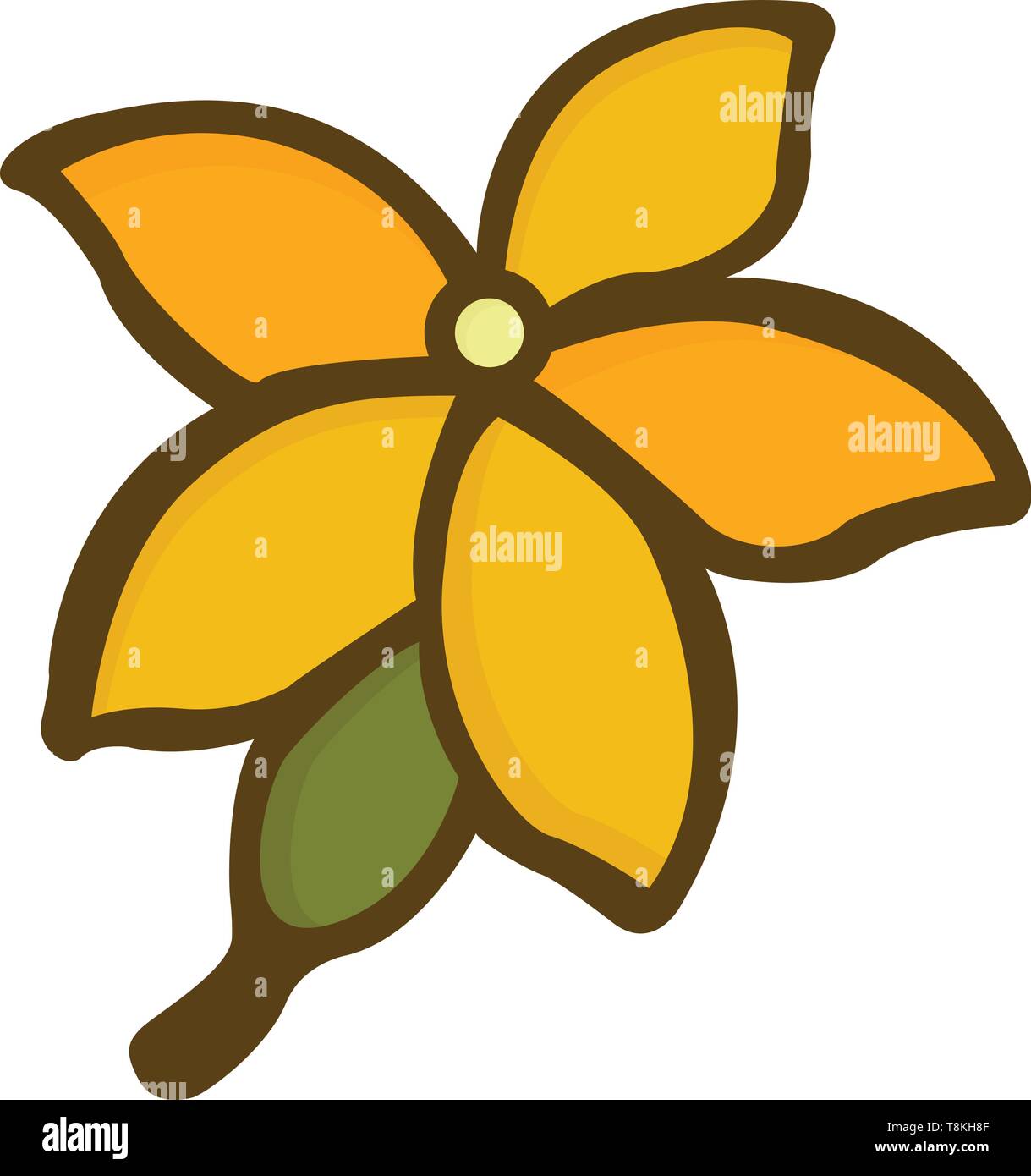 Un girasole con un gambo verde, il vettore, il colore di disegno o illustrazione. Illustrazione Vettoriale