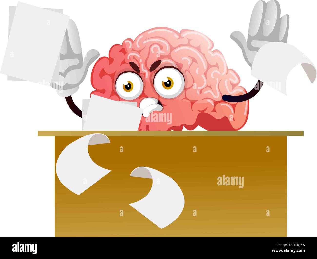Il cervello è frustrato sul lavoro, illustrazione vettore su sfondo bianco. Illustrazione Vettoriale