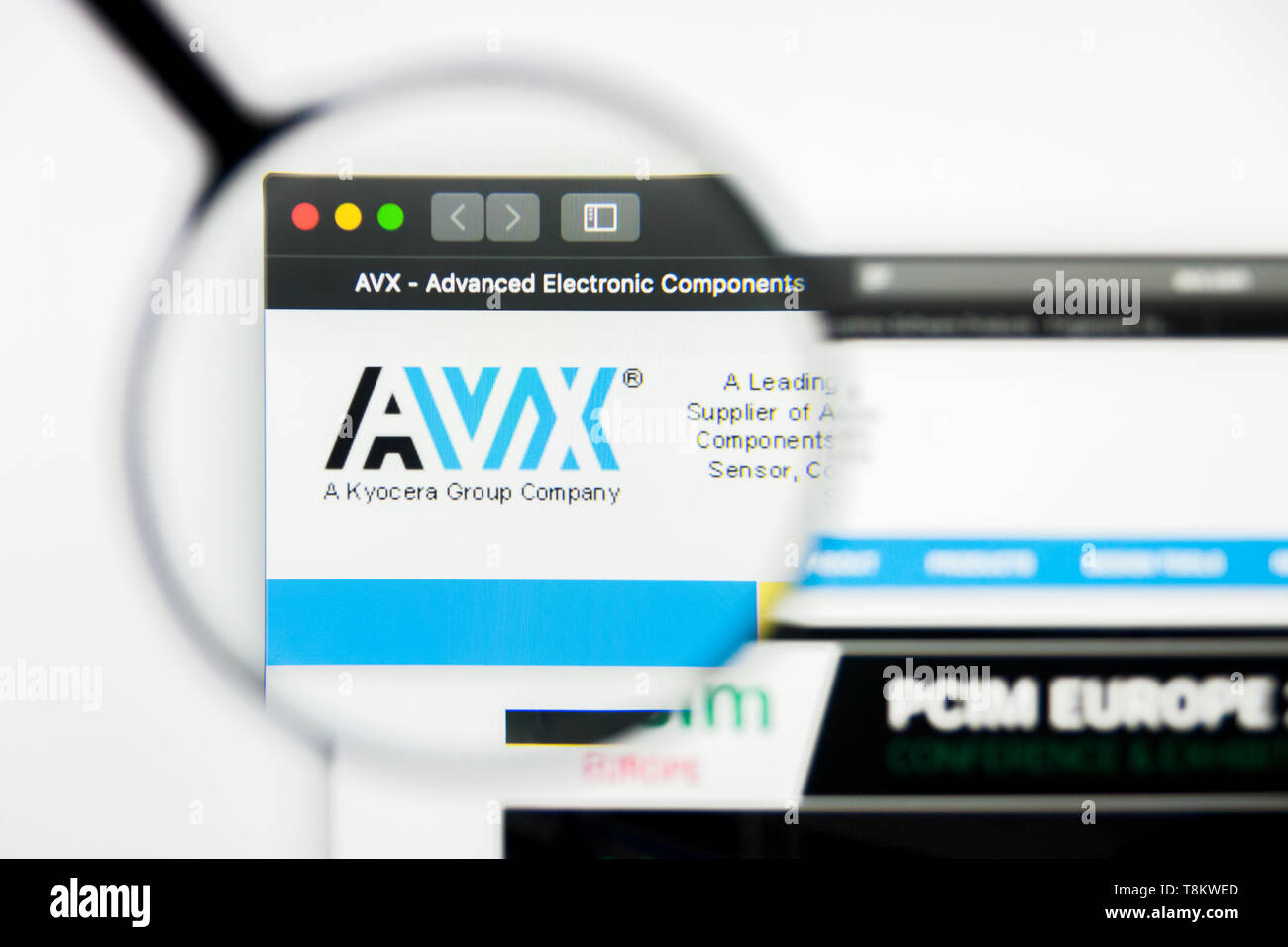 Richmond, Virginia, Stati Uniti d'America - 9 Maggio 2019: Editoriale illustrativa di AVX Corporation website homepage. AVX Corporation logo visibile sullo schermo di visualizzazione. Foto Stock