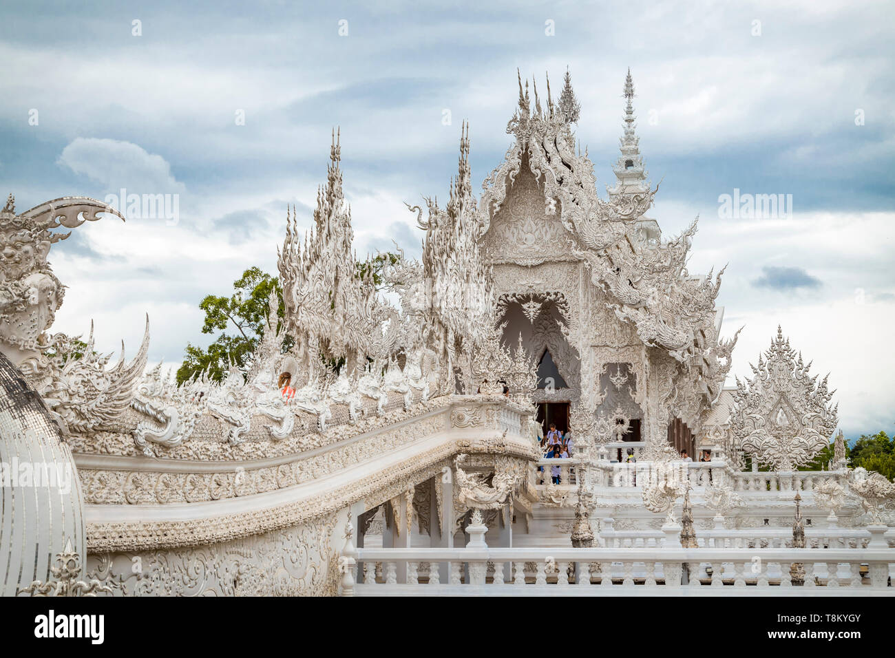 Imponente Tempio bianco del Nord della Tailandia Chiang Rai Foto Stock