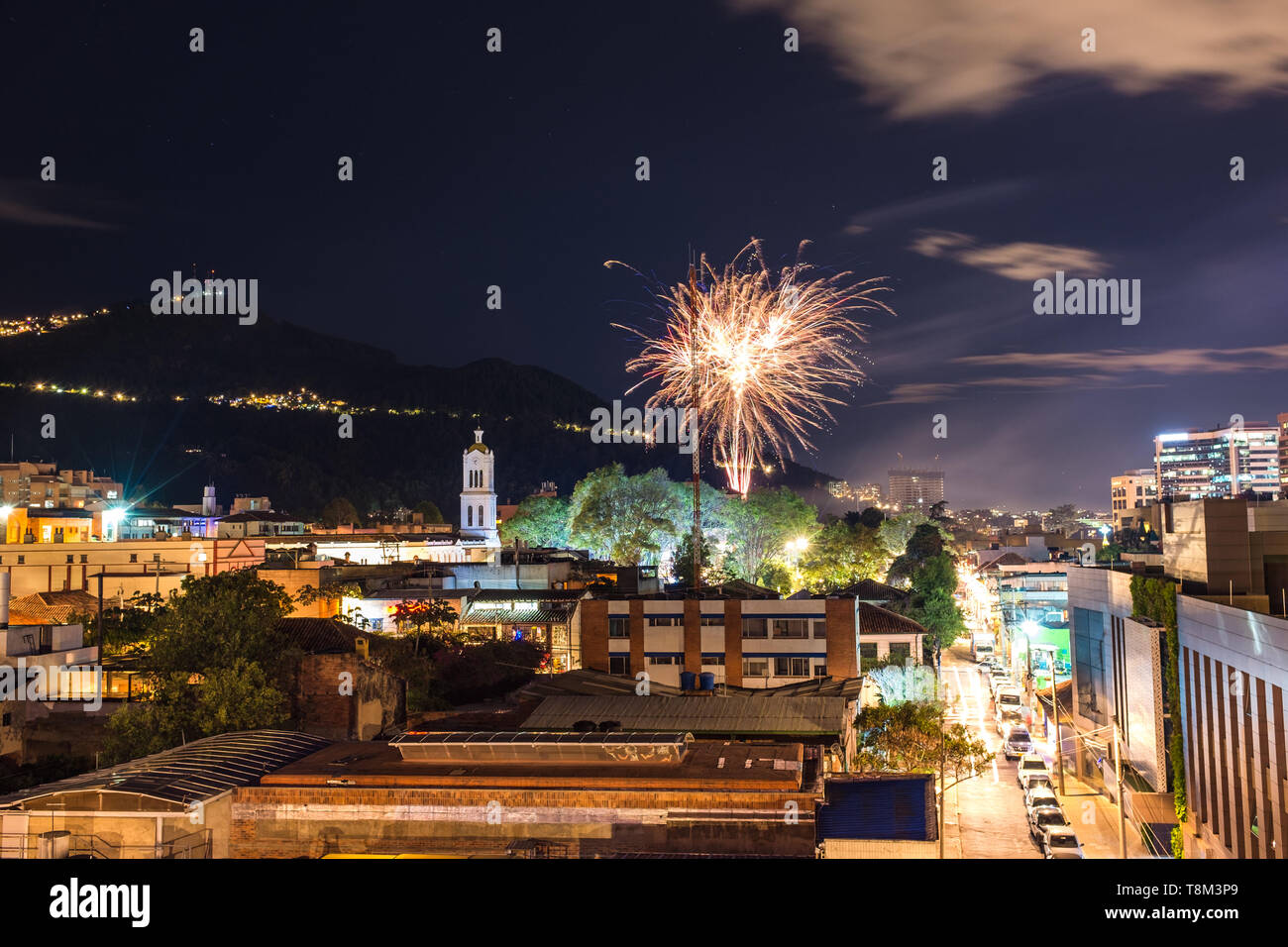 Fuochi d'artificio in Usaquen Foto Stock