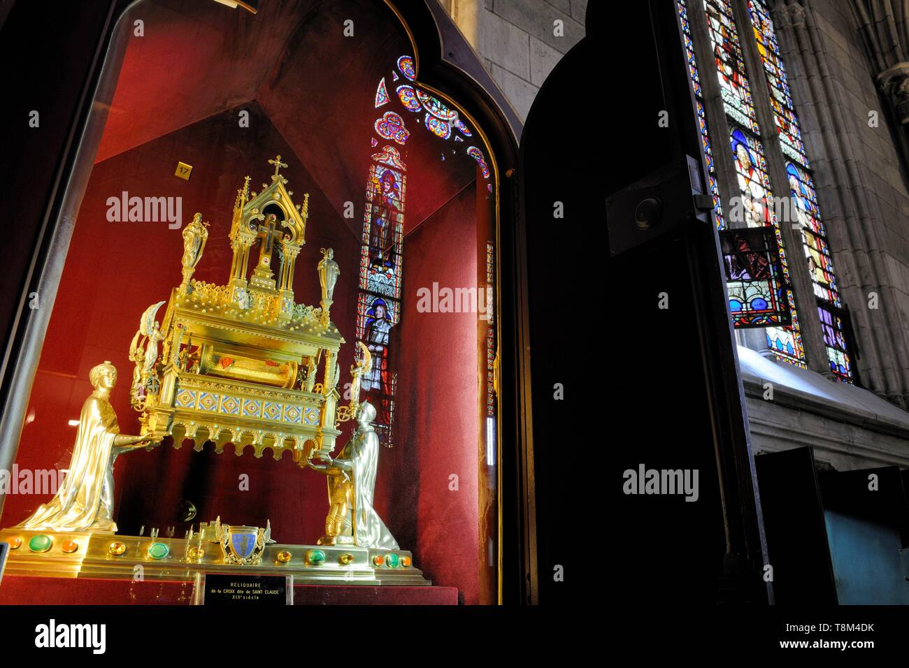 Francia, Parigi, zona elencata come patrimonio mondiale dall' UNESCO, Ile de la Cite, la cattedrale di Notre Dame, un reliquiario Foto Stock